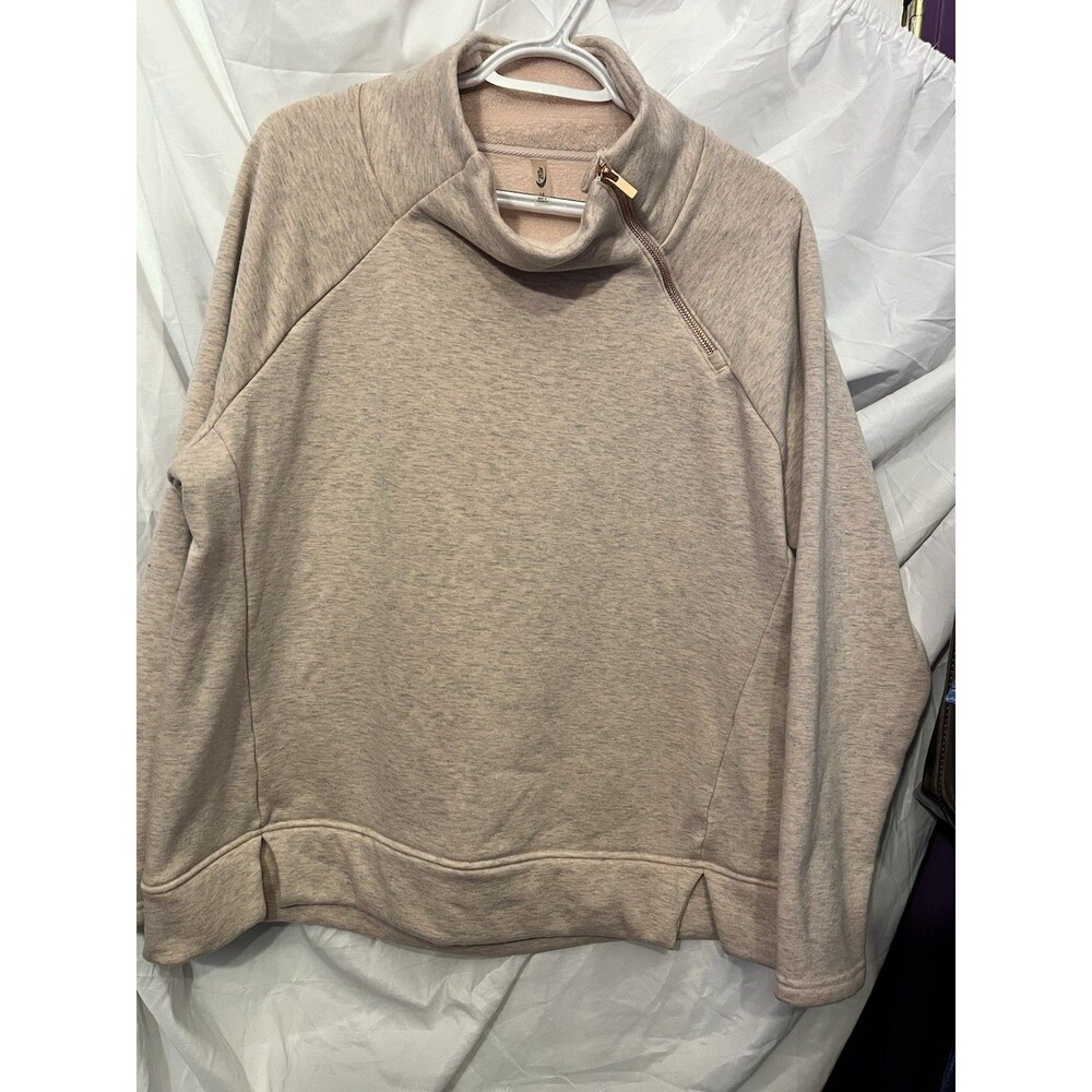 MTA Womens Sweatshirt Rose Gold Zipper At Neck Thumb Slots In Sleeves